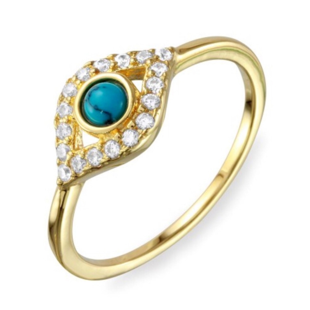 Stay Protected Turquoise Gold Plated Evil Eye Ring